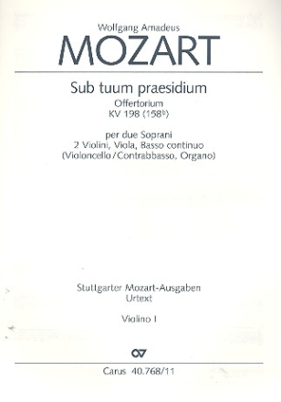 Sub tuum praesidium KV198 Offertorium fr 2 Soprane, 2 Violinen, Viola und Bc,  Violine 1