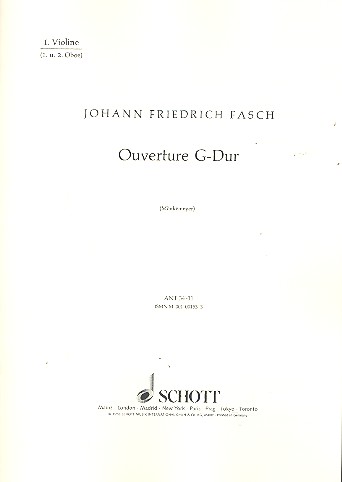 Ouvertre G-Dur fr Streichorchester, 2 Oboen und Fagott ad libitum Einzelstimme - Violine/Oboe I