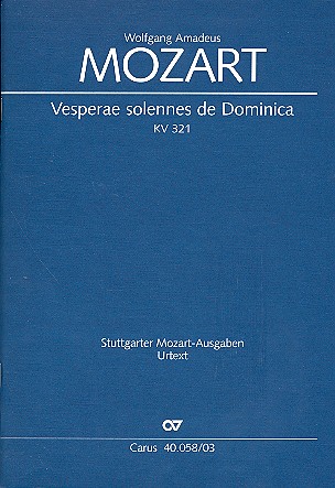 Vesperae solennes de Dominica KV321 fr Soli, gem Chor und Orchester Klavierauszug