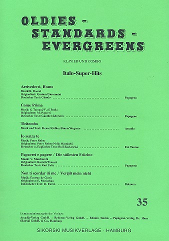 Oldies Standards Evergreens Band 35: Italo-Super-Hits fr Klavier und Combo/Gesang und Klavier