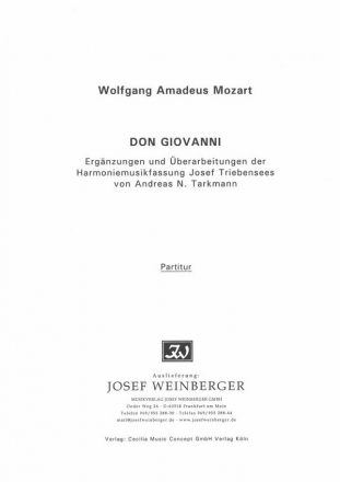 Don Giovanni 5 Stcke aus der Oper fr 2 Oboen, 2 Klarinetten (A), 2 Hrner (F) 2 Fagotte und Kontraba,  Partitur