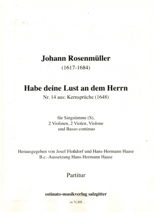 Habe deine Lust an dem Herren fr Gesang, 2 Violinen, 2 Violen, Violone und Bc,  Partitur ohne Umschlag