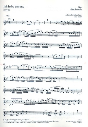 Ich habe genung (c-Moll mit Bass (Mezzosopran)) Kantate Nr.82 BWV82 Oboe
