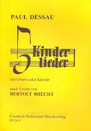 5 Kinderlieder fr Gesang und Gitarre (Klavier) Spielpartitur