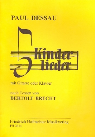 5 Kinderlieder fr Gesang und Gitarre (Klavier) Spielpartitur