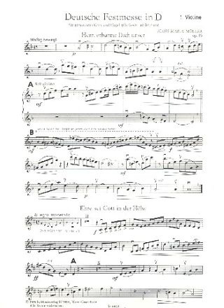 Deutsche Festmesse op.25 fr gem Chor und Orgel (Streicher ad lib) Stimmenset (1/1/1/1/1/1)