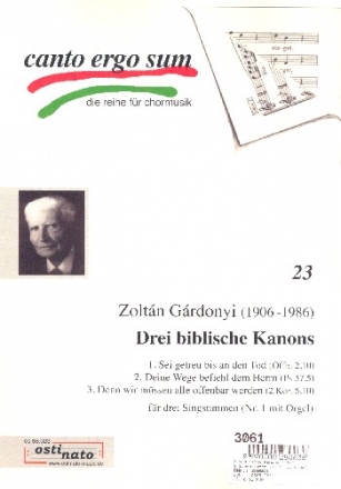 3 biblische Kanons  fr 3 Singstimmen (Nr.1 mit Orgel) Partitur