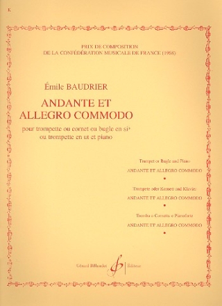 Andante et Allegro commodo pour trompette ou cornet ou bugle en ou trompette en ut et piano