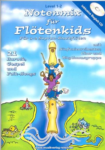 Notenmix fr Fltenkids (+mp3) fr 1-3 Blockflten (SSA) (Klavier ad lib) Spielpartitur (mit pdf zum Ausdrucken)