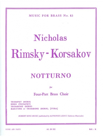 Notturno for trumpet (horn), horn (trumpet), trombone (horn) and baritone (trombone, horn, tuba),  score and parts