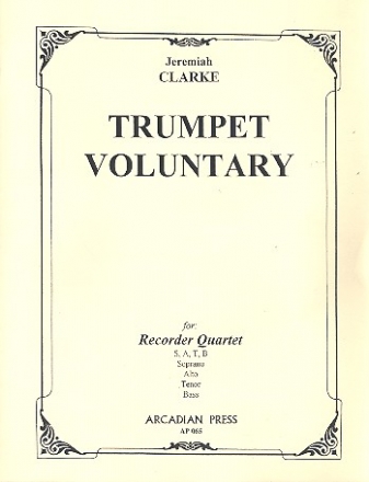 Trumpet Voluntary for 4 recorders (SATB) quartet score and parts