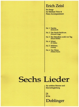 6 Lieder fr mittlere Singstimme und Klavier (dt)