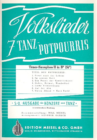 7 Volkslieder Tanzpotpourris: fr Orchester Tenorsaxophon 2