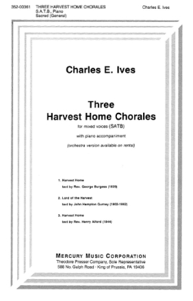 3 Harvest Home Chorales for mixed chorus and piano score