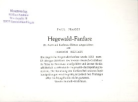 Hegewald-Fanfare  fr Jagdhrner (Ple- und Parforce) Partitur und Stimmen