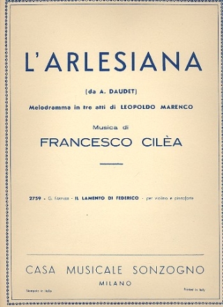 Il Lamento di Federico dall'opera L'Arlesiana per violino e pianoforte