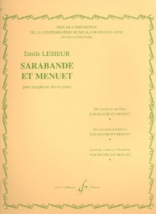 Sarabande et menuet pour saxophone alto et piano