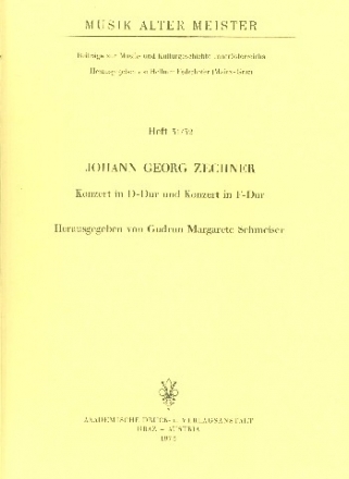 Konzert D-Dur und Konzert F-Dur fr 2 Violinen, Violoncello und Bc. Partitur und Stimmen