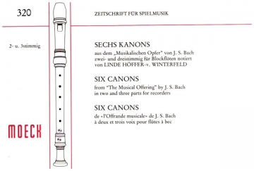 6 Kanons aus dem Musikalischen Opfer BWV1080 fr 2-3 Blockflten Spielpartitur