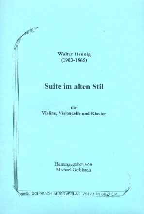 Suite im alten Stil fr Klaviertrio Partitur