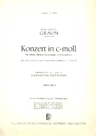 Konzert c-Moll fr Oboe, Streichorchester und Bc Oboe solo