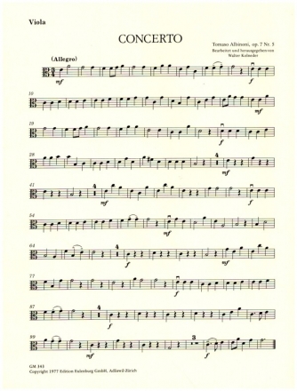 Concerto C-Dur op.7,5 fr 2 Oboen und Streichorchester Viola