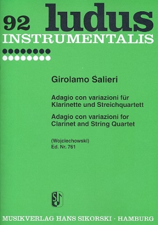 Adagio con variazioni fr Klarinette und Streichquartett Partitur und Stimmen