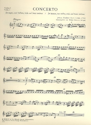 Konzert C-Dur fr Fagott, 2 Violinen, Viola und Bc Violine 1