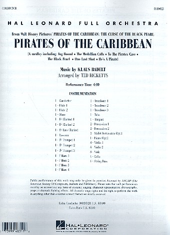 Pirates of the Caribbean vol.1 (Medley) for concert band score (conductor)