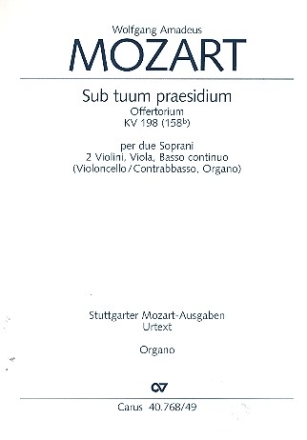 Sub tuum praesidium KV198 fr 2 Soprane, 2 Violinen, Viola und Bc Orgel