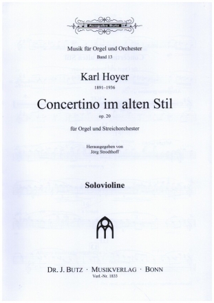 Concertino im alten Stil G-Dur op.20 fr Orgel und Streichorchester Streicherset (3-2-1-1-1-Solo-Vl)