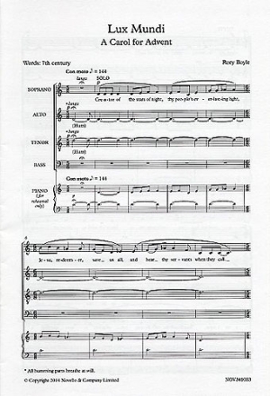 Lux Mundi for mixed chorus a cappella vocal score (piano for rehearsal only)