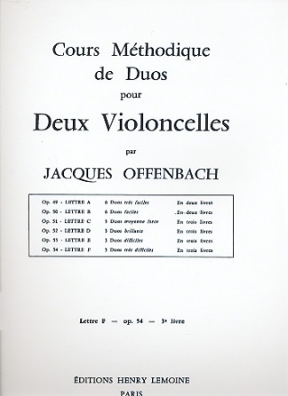 3 duos trs difficiles op.54 vol.3 pour violoncelles 2 parties