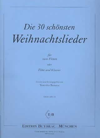 Die 30 schnsten Weihnachtslieder fr 2 Flten (Flte und Klavier)