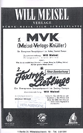 Meisel-Verlags-Knller  und Foxtrot-Lieblinge: fr Salonorchester Partitur und Stimmen