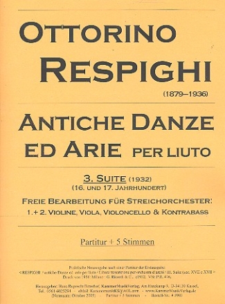 Suite Nr.3 fr Laute fr Streichorchester Partitur und Stimmen