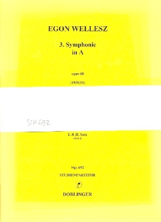 Sinfonie A-Dur Nr.3 op.68 fr Orchester Studienpartitur