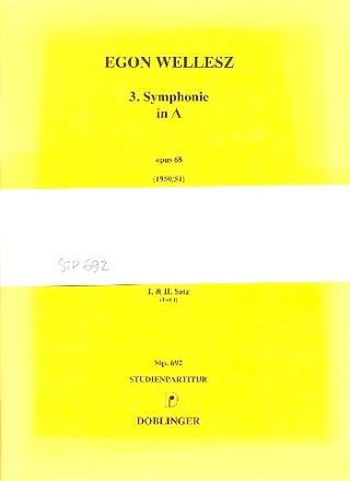 Sinfonie A-Dur Nr.3 op.68 fr Orchester Studienpartitur