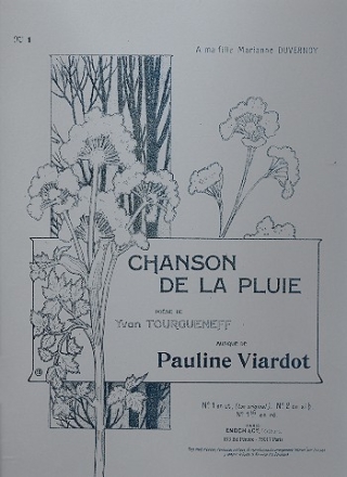 Chanson de la pluie pour soprano (tenor) et piano (en ut majeur)