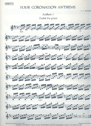 4 Coronation Anthems for chorus and orchestra Violin 1