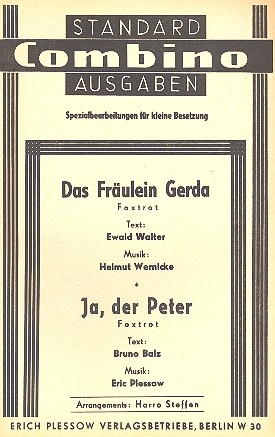 Das Frulein Gerda  und  Ja, der Peter fr Salonorchester Piano-Direktion und Stimmen