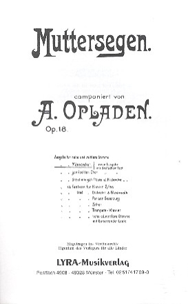 Muttersegen op.18 fr Mnnerchor a cappella Singpartitur