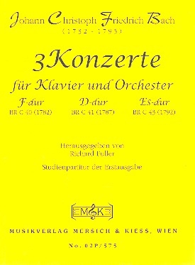 3 Konzerte F-Dur, D-Dur und Es-Dur fr Klavier und Orchester Studienpartitur