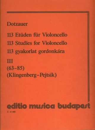 113 Etden Band 3: fr Violoncello Etden 63-85