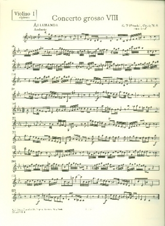 Concerto grosso op.6,8 fr Streichorchester und Bc Violine ripieno 1