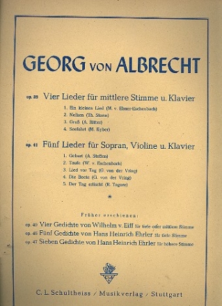 5 Lieder op.41 fr Flte, Oboe und Klavier