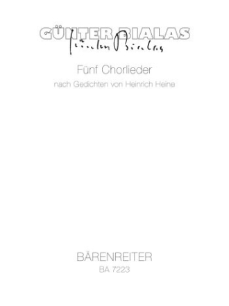 5 Chorlieder fr Chor a cappella (unterschiedliche Besetzungen) partitur