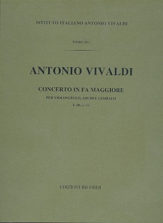 Konzert F-dur RV412 fr Violoncello, Streicher und Cembalo Partitur