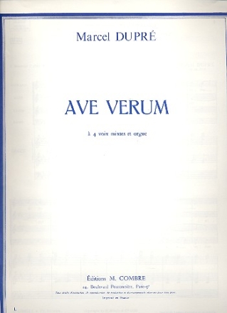 Ave verum pour choeur mixte et orgue Partition