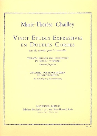 20 Etudes Expressives en doubles cordes avec des conseils pour les travailler pour alto